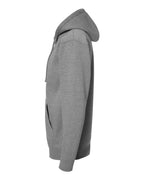 Left View of Gunmetal Heather Heavyweight Full-Zip Hooded Sweatshirt - IND4000Z