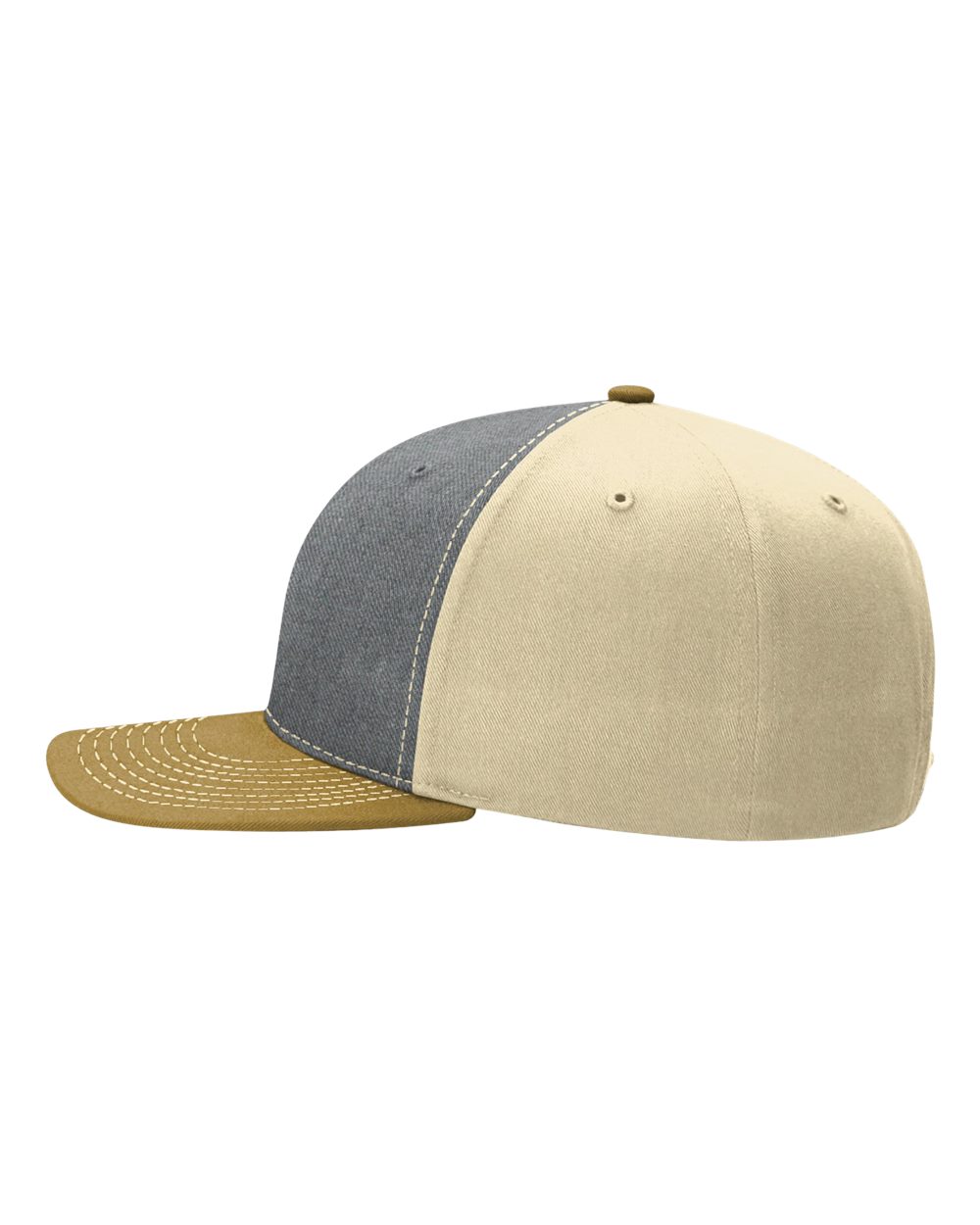 Left View of Heather Grey/ Birch/ Amber Gold Twill Back Trucker Cap - 312