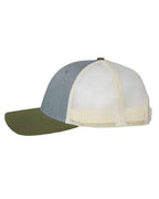 Left View of Heather Grey/ Birch/ Army Low Pro Trucker Cap - 115