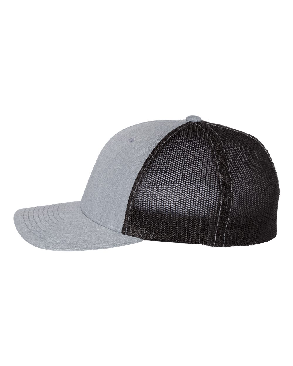 Left View of Heather Grey/ Black R-Flex Trucker Cap - 110