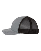 Left View of Heather Grey/ Black Youth Trucker Snapback Cap - 112Y