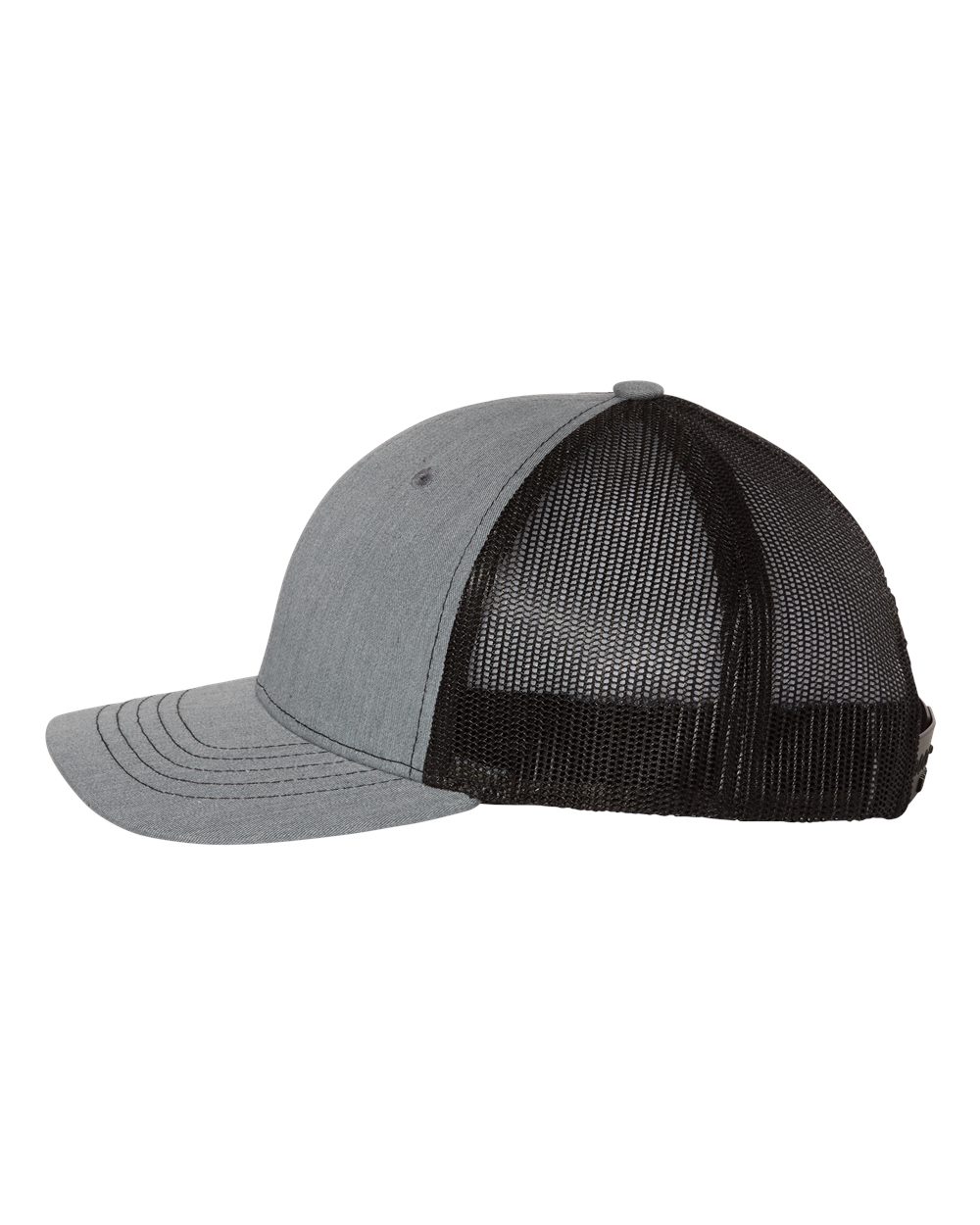 Left View of Heather Grey/ Black Youth Trucker Snapback Cap - 112Y