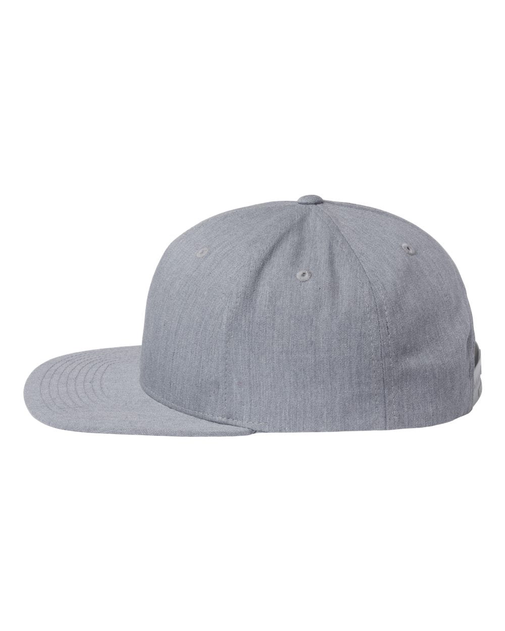 Left View of Heather Grey Pinch Front Structured Snapback Trucker Cap - 255