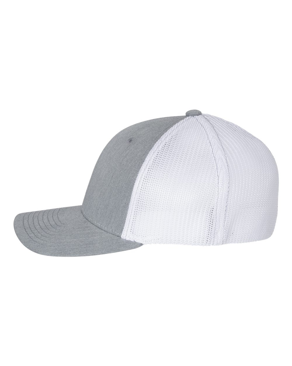 Left View of Heather Grey/ White R-Flex Trucker Cap - 110