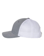 Left View of Heather Grey/ White Youth Trucker Snapback Cap - 112Y
