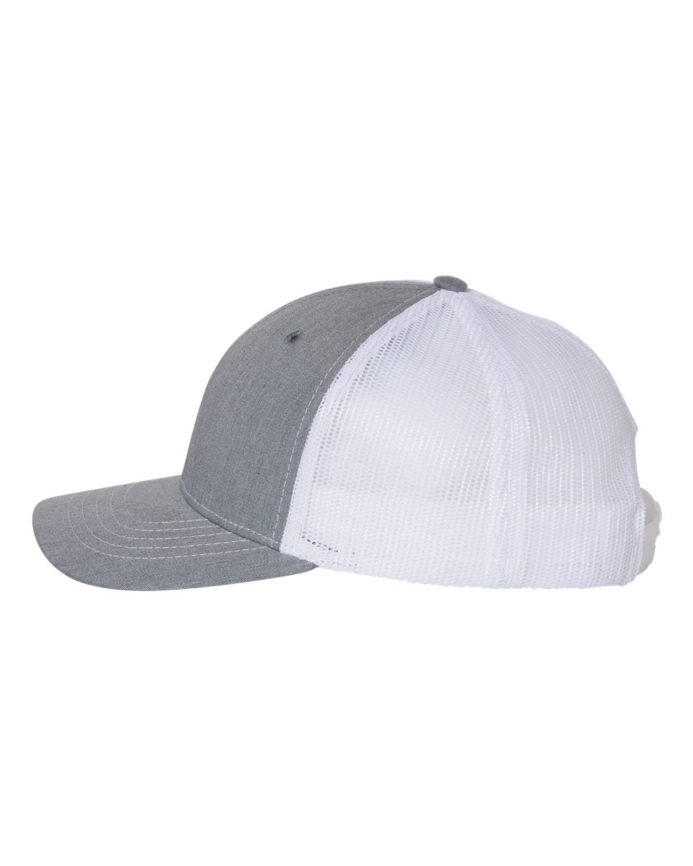 Left View of Heather Grey/ White Youth Trucker Snapback Cap - 112Y