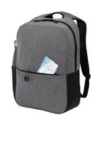Left View of Heather Gry/Bk Port Authority Access Square Backpack. BG218