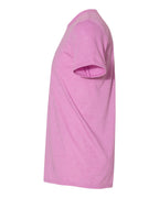 Left View of Heather Radiant Orchid Softstyle® T-Shirt - 64000
