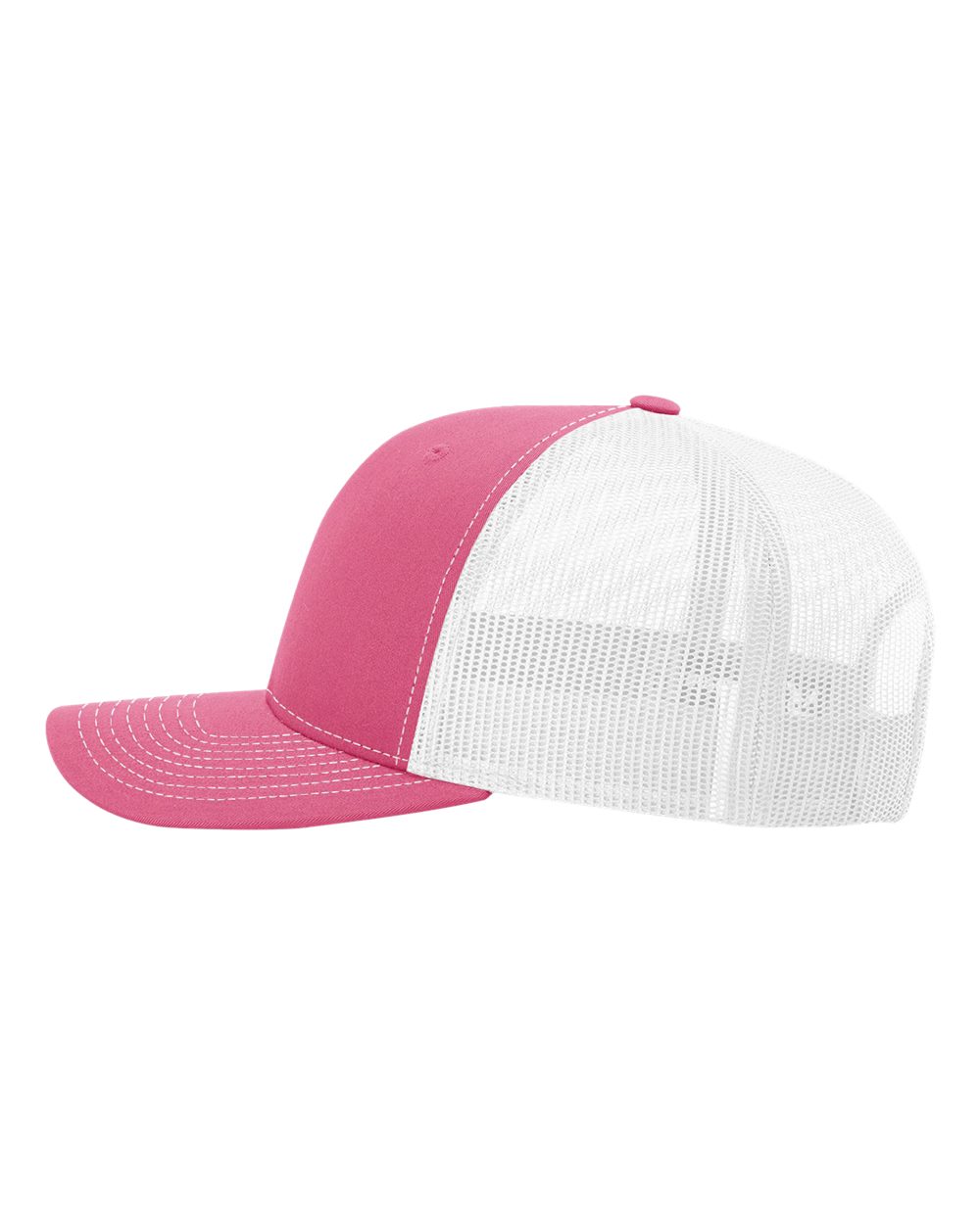 Left View of Hot Pink/ White Snapback Trucker Cap - 112