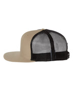 Left View of Khaki/ Black Wool Blend Flat Bill Trucker Cap - 511