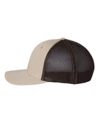 Left View of Khaki/ Coffee R-Flex Trucker Cap - 110