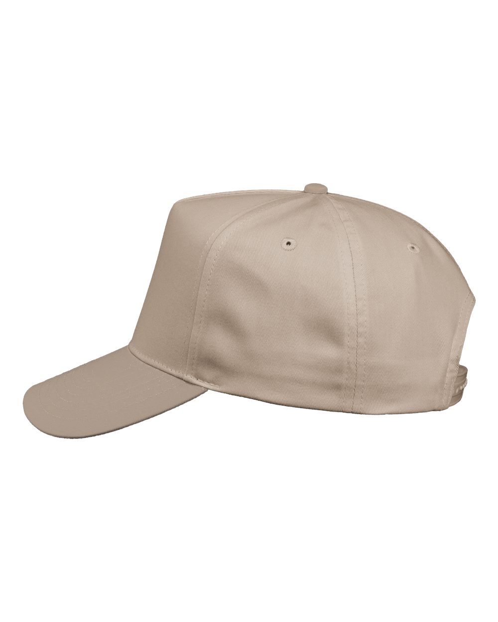 Left View of Khaki Five-Panel Twill Cap - 8869