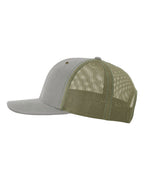 Left View of Khaki/ Loden Fremont Trucker Cap - 112WF