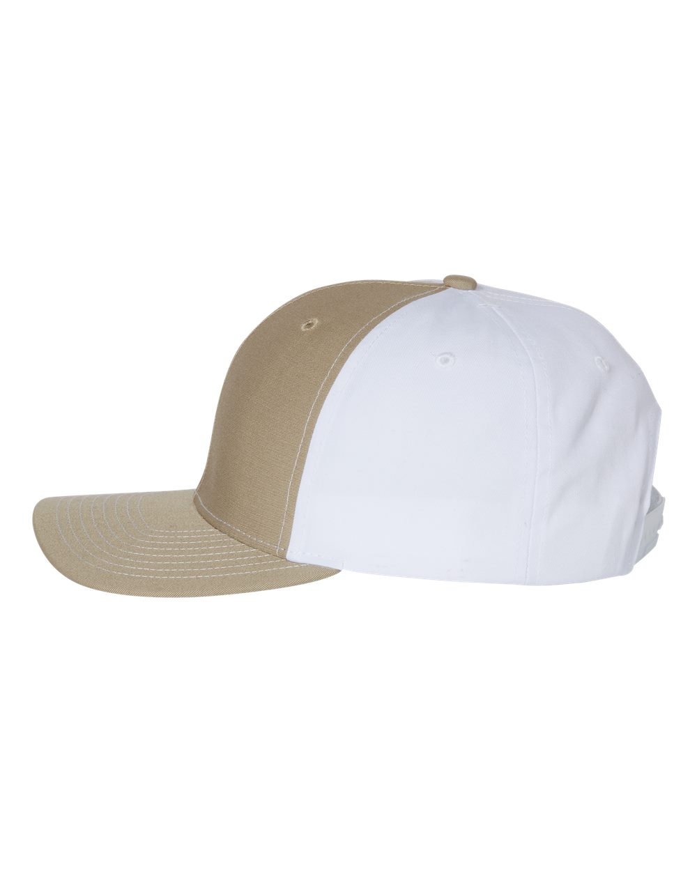 Left View of Khaki/ White Twill Back Trucker Cap - 312