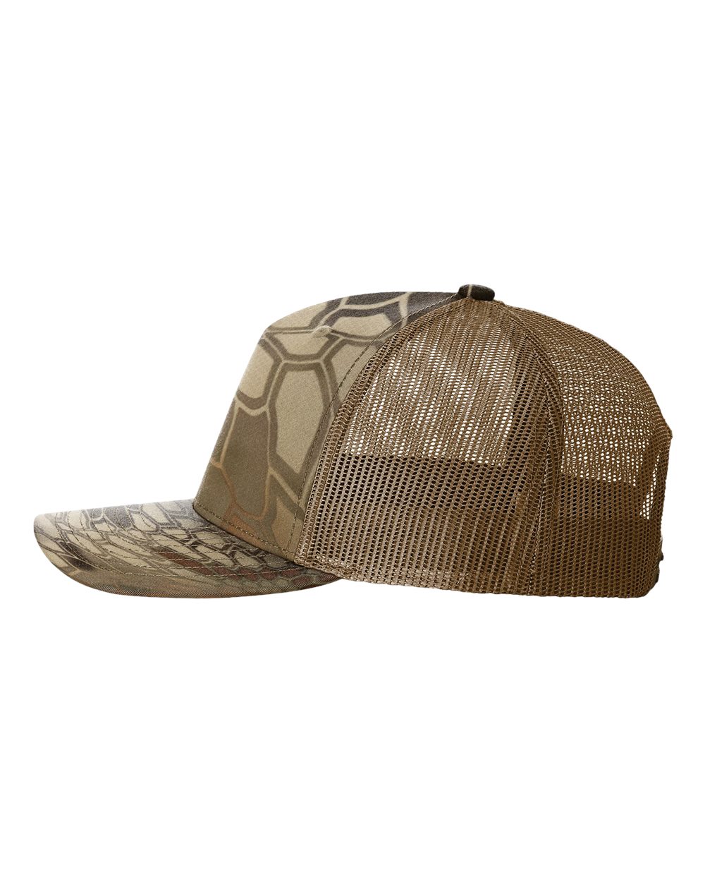 Left View of Kryptek Highlander/ Buck Five-Panel Printed Trucker Cap - 112PFP