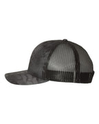 Left View of Kryptek Typhon/ Black Printed Trucker Cap - 112P