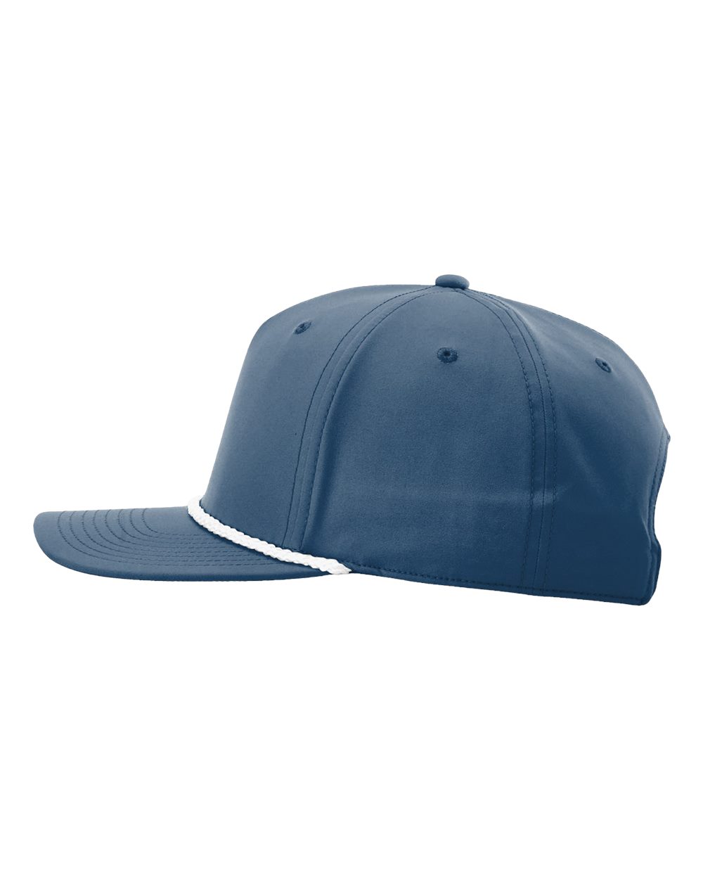 Left View of Light Blue/ White Five Panel Classic Rope Cap - 258