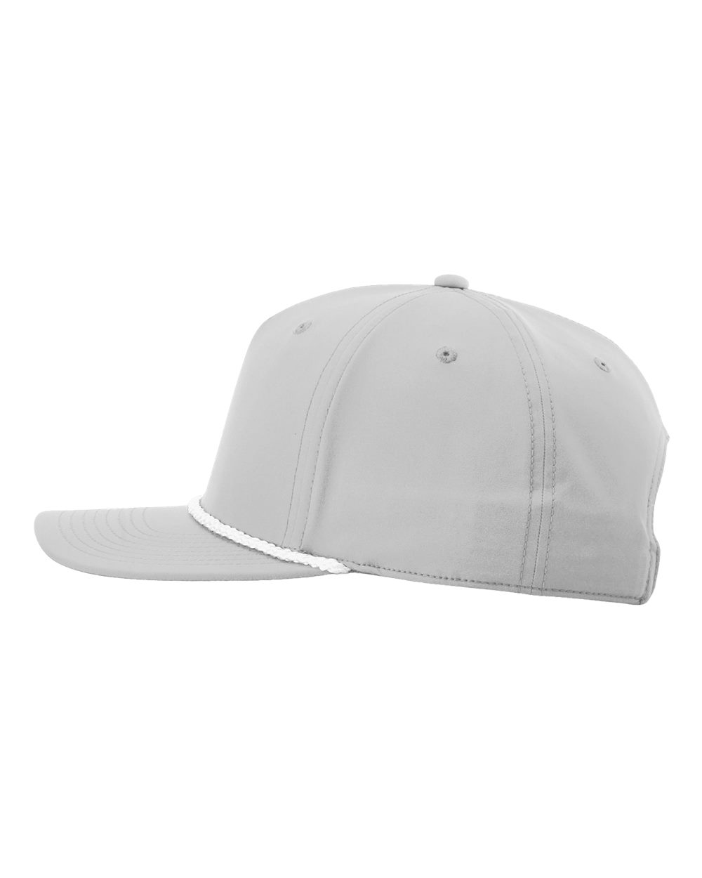 Left View of Light Grey/ White Five Panel Classic Rope Cap - 258