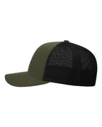 Left View of Loden/ Black R-Flex Trucker Cap - 110