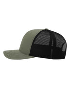 Left View of Loden/ Black Snapback Trucker Cap - 112