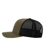 Left View of Loden/ Black Sustainable Trucker Cap - 112RE