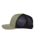 Left View of Loden Green/ Black 112+ R-Flex Adjustable Trucker Cap - 112PL