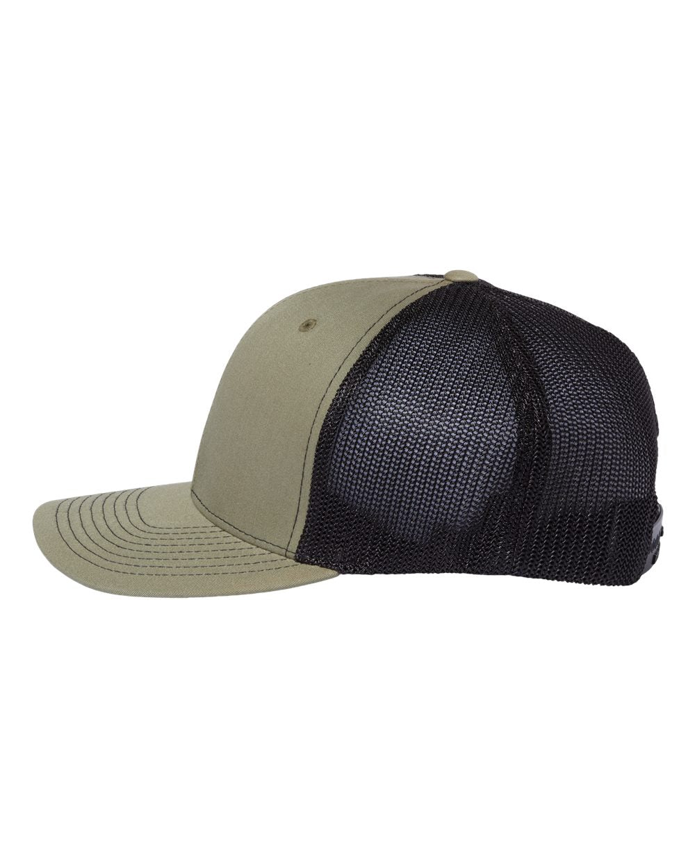 Left View of Loden Green/ Black 112+ R-Flex Adjustable Trucker Cap - 112PL