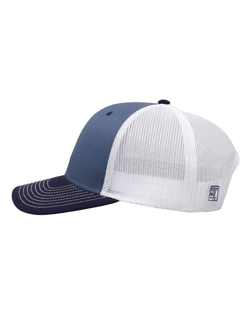 Left View of Marine Blue/ Navy/ White Everyday Trucker Cap - GB452E