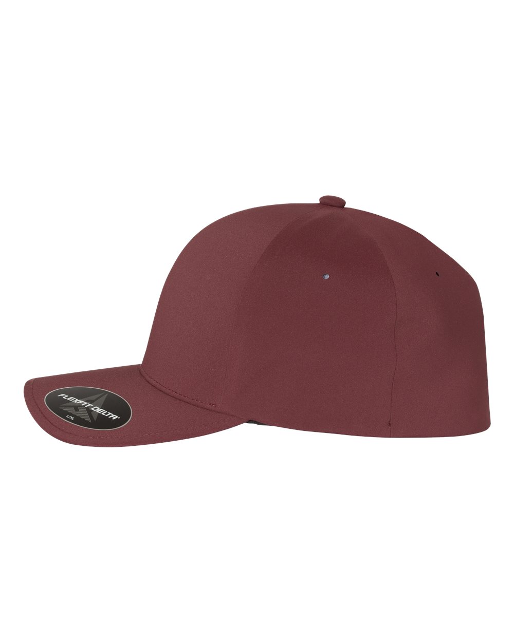 Left View of Maroon Delta® Seamless Cap - 180