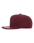 Left View of Maroon Premium Flat Bill Snapback Cap - 6089M