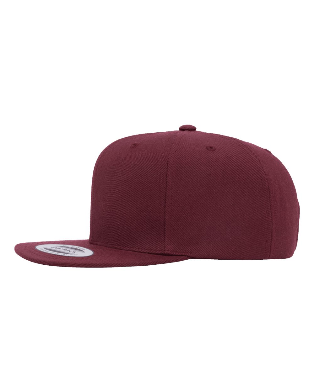 Left View of Maroon Premium Flat Bill Snapback Cap - 6089M
