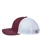 Left View of Maroon/ White Everyday Trucker Cap - GB452E
