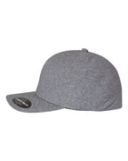 Left View of Melange Blue Delta® Seamless Cap - 180