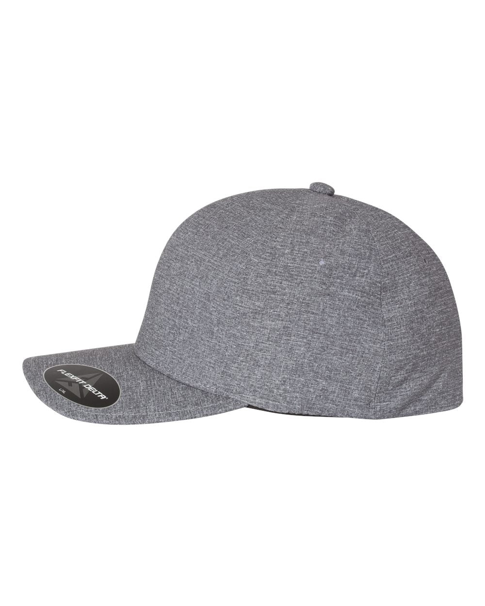 Left View of Melange Blue Delta® Seamless Cap - 180