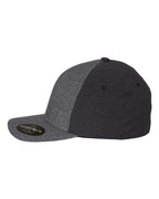 Left View of Melange Blue/ Melange Charcoal Delta® Seamless Cap - 180