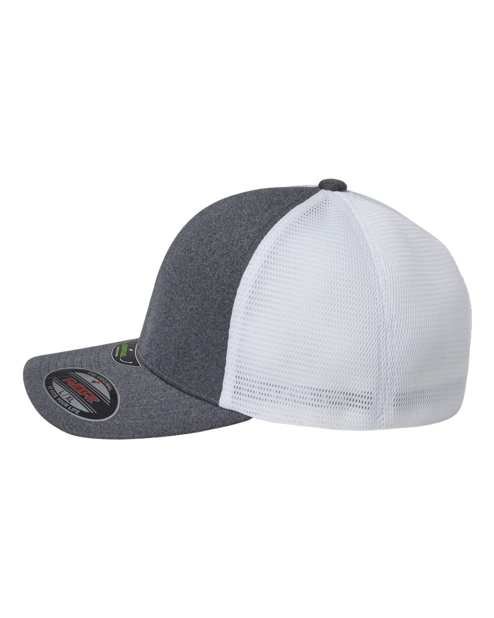 Left View of Melange Dark Grey/ White Unipanel™ Trucker Cap - 5511UP