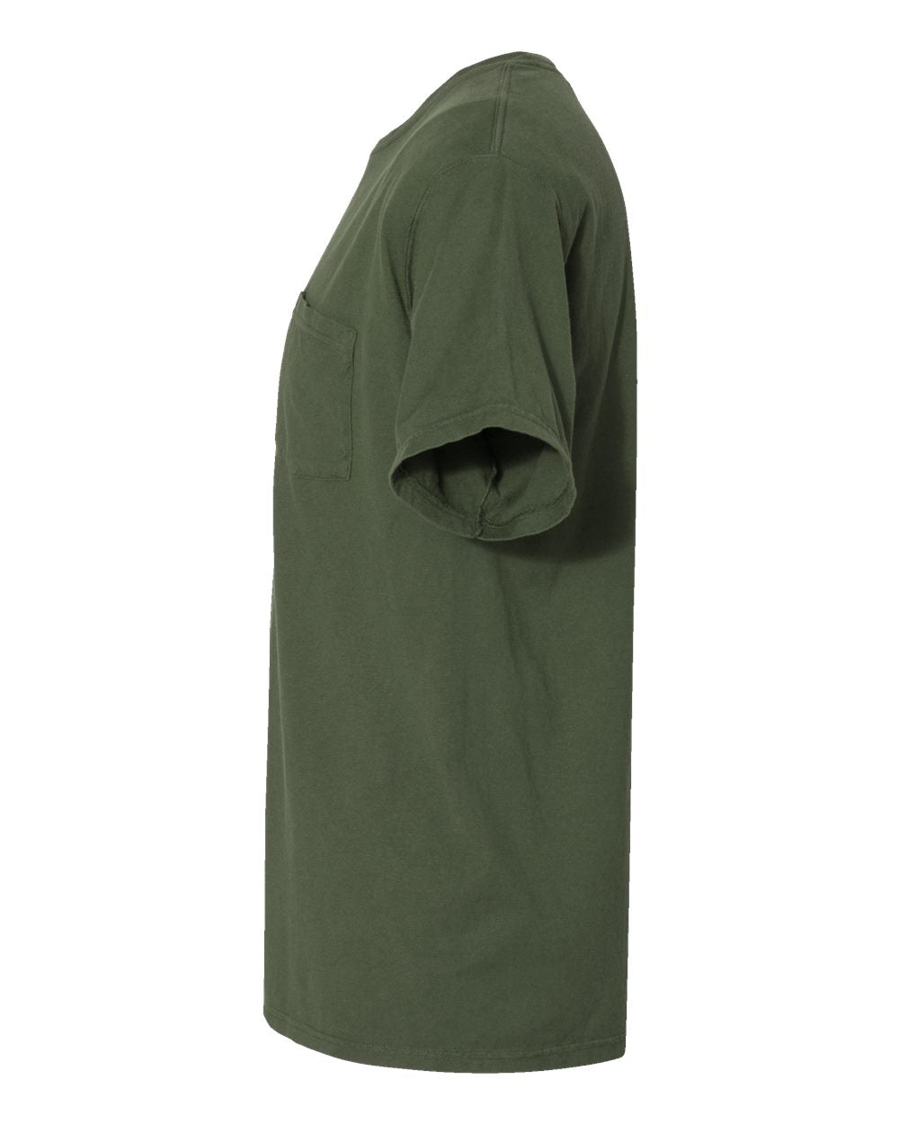 Left View of Moss Garment-Dyed Pocket T-Shirt - GDH150