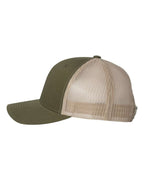 Left View of Moss/ Khaki Retro Trucker Cap - 6606