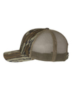 Left View of Mossy Oak Bottomland/ Loden Printed Trucker Cap - 112P