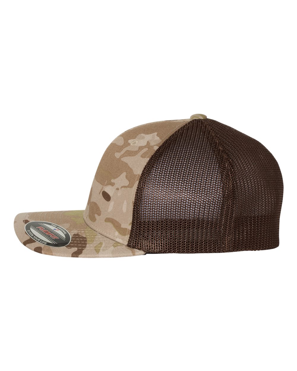 Left View of Multicam Arid/ Brown Trucker Cap - 6511