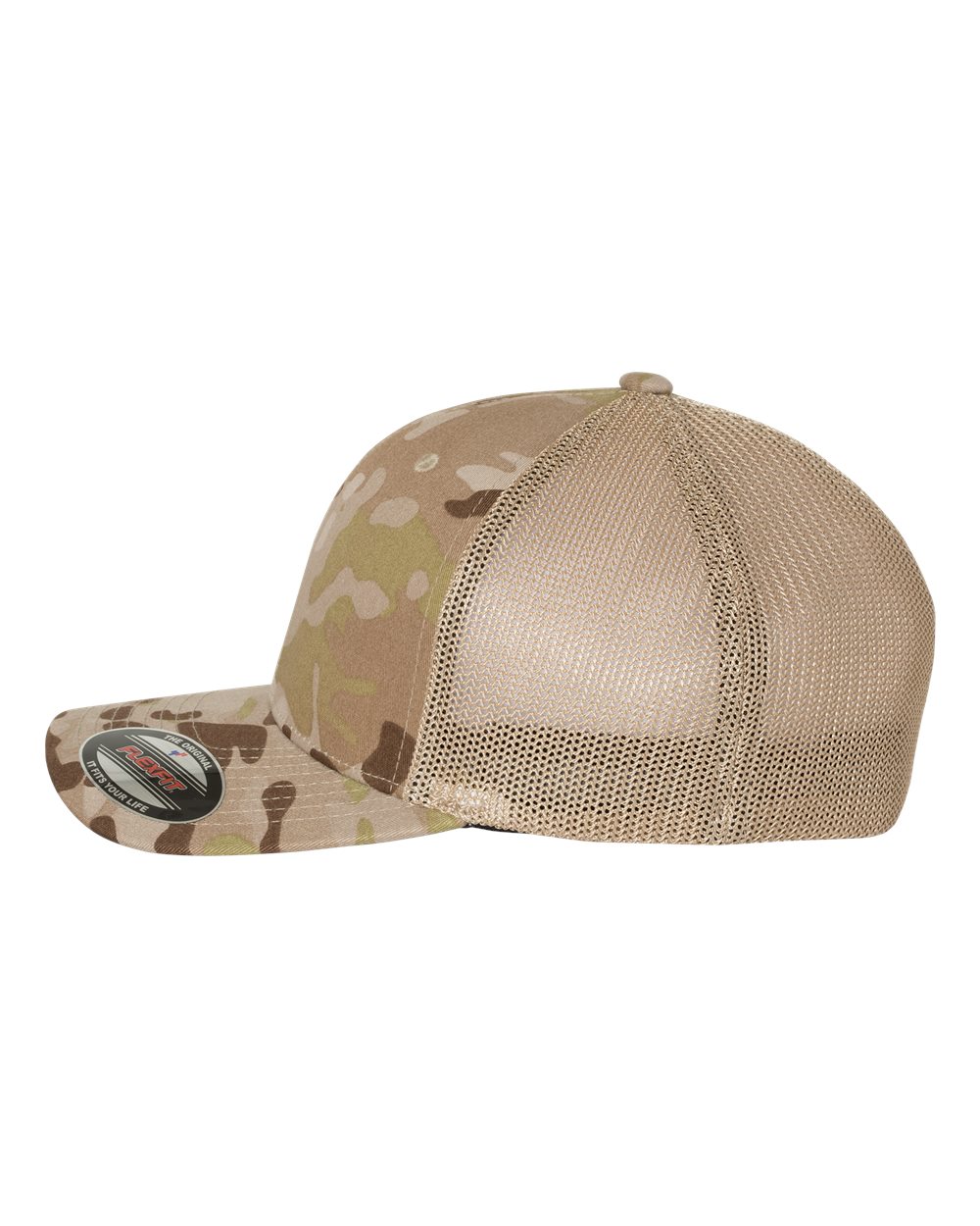 Left View of Multicam Arid/ Tan Trucker Cap - 6511