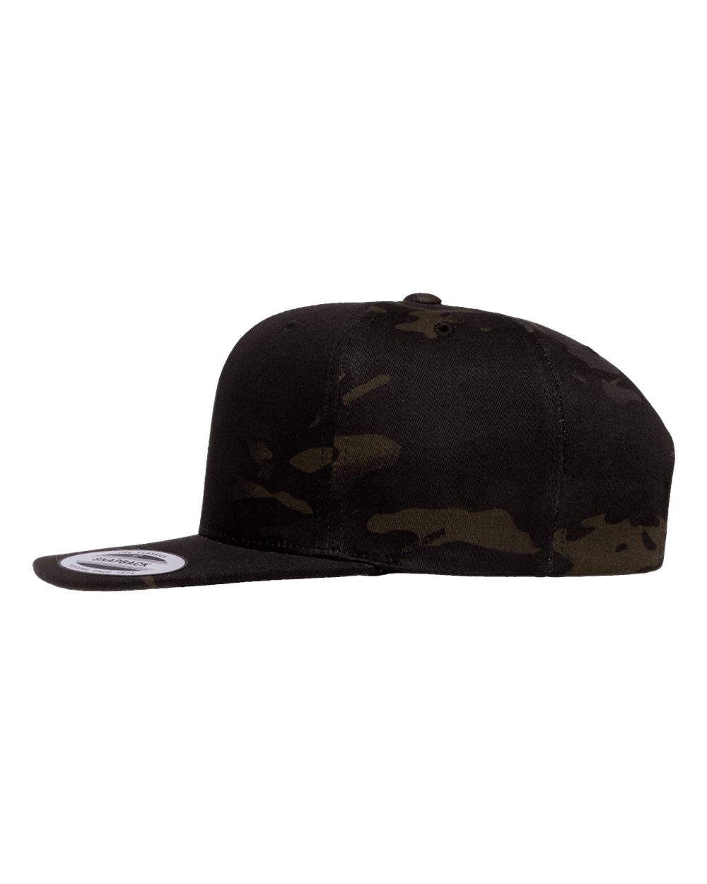 Left View of Multicam Black Premium Flat Bill Snapback Cap - 6089M