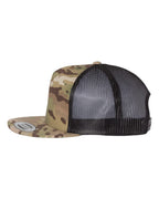 Left View of Multicam Green/ Black Five-Panel Classic Trucker Cap - 6006