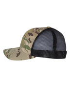 Left View of Multicam Green/ Black Retro Trucker Cap - 6606