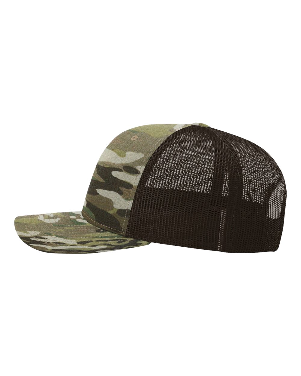 Left View of Multicam Original/ Coyote Brown Tactical Trucker Cap - 112PT