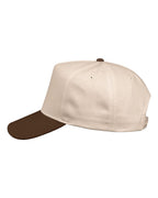 Left View of Natural/ Brown Five-Panel Twill Cap - 8869