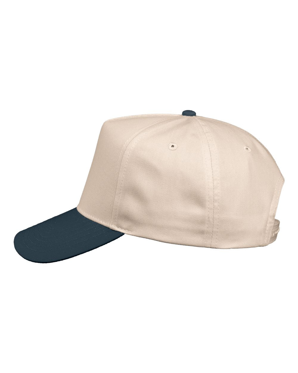 Left View of Natural/ Charcoal Five-Panel Twill Cap - 8869