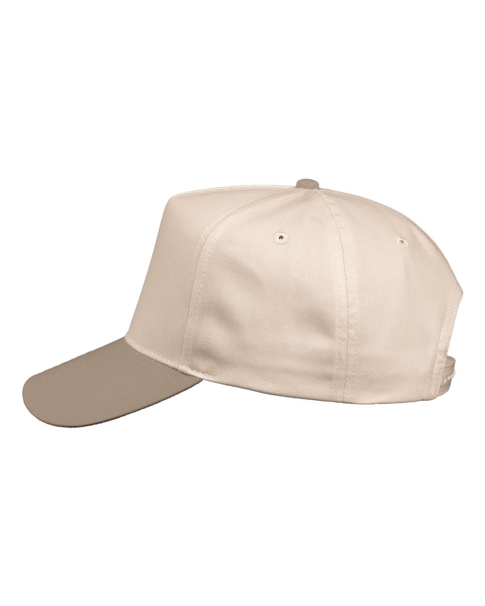 Left View of Natural/ Khaki Five-Panel Twill Cap - 8869