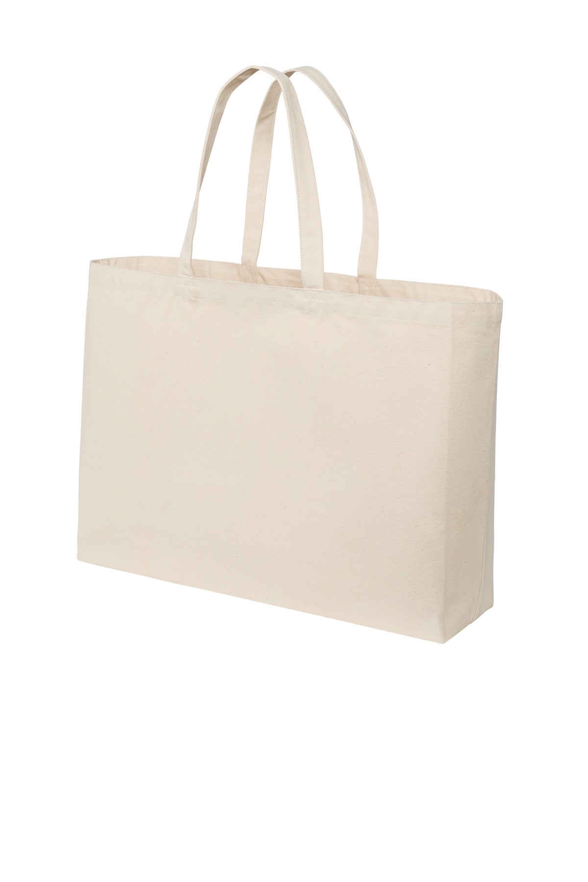 Left View of Natural Port Authority Cotton Canvas Jumbo Tote BG427