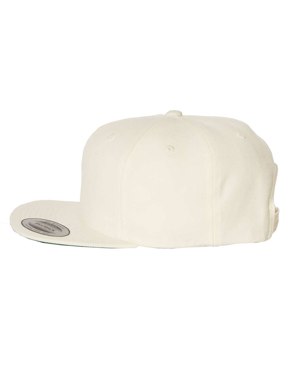 Left View of Natural Premium Flat Bill Snapback Cap - 6089M